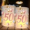 Luckeey 12 portacandele da tavolo, decorazione per 50° compleanno, donna, decorazione per compleanno, 50 anni, 50 anni, decorazione da tavolo in oro rosa, adatto per lumini o candele