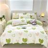 GETIYA Biancheria da letto 135 x 200 cm, in microfibra, motivo a cuore, romantico, motivo a cuore, per ragazze, da donna, verde, motivo cuore, copripiumino singolo con 1 federa 80 x 80 cm