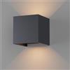 K-Bright 7W Lampada da Parete LED Con Angolo del Fascio Regolabile Bianco caldo 3000K Applique da Parete interno ed esterno IP65 Impermeabile Applique Cubo Moderno (Antracite)