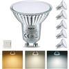 WSMCN GU10 6W Lampadine LED 3000K-4500K-6400K Lampadina 3 in 1 con temperatura di colore commutabile, Equivalente PAR16 lampada alogena da 70W, AC230V 640LM energetico faretti, Non Dimmerabile 6 pezzi