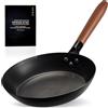 YOSUKATA Padella in Acciaio al Carbonio da 26 cm Senza Rivestimento - Padella Lionese con Manico Rimovibile in legno - Salt Pentola per Saltare La Pasta - Frying Pan per Induzione, Grill e Barbecue