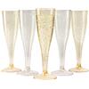 Matana - 120 Calici in Plastica con Glitter Oro e Argento, 133ml - Riutilizzabile - Flute Plastica, Bicchieri da Champagne, Bicchieri Spumante - Calici Rigida Lavabili per Matrimoni, Natale, Feste