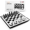 FanVince Scacchiera Magnetica Portatile da Viaggio - Pieghevole Scacchi Magnetici Pietre Gioco da Tavola Magnetic Chess Board Game per Bambini e Adulti (Bianco E Nero) 25 × 25 cm