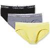 Calvin Klein Hip Brief 3pk 000nb2969a, Slip a vita bassa Uomo, Multicolore (Asphalt Grey, Black, Celery Sprig), XS