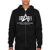 Alpha Industries Basic Zip Hoody Felpa con Cappuccio per Uomo Black
