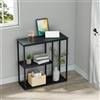 WOHOMO Tavolo consolle da ingresso stretto da 30 cm, per soggiorno, 80 x 80 cm, nero, industriale, con 3 ripiani portaoggetti, per corridoio, corridoio, nero