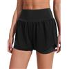 PINSPARK Athletic 2 in 1 - Pantaloncini da Donna Quick Dry Running Gym Training Short con Cerniera 2023, Grigio Scuro, XL