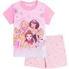 Disney Pigiama Corto Princess per Ragazze Set Estivo di Shortie Pjs Jasmine Ariel Belle Cinderella Rapunzel, Rosa, 9-10 Anni