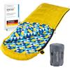 Skandika Dundee Flanell sacco a pelo a coperta da campeggio outdoor | cotone, accoppiabile, 3 stagioni, fino a -20°C, 220 x 80 cm / 220 x 160 cm (giallo/cerniera sinistra)