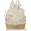 H.S.G.K Zaino da donna in paglia, estivo, da spiaggia, casual, casual, bianco, 36*39*10cm