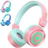 riyo Cuffie Bluetooth Bambini, Bluetooth 5.0 Cuffie Bambina wireless con LED 94dB Volume Limited Stereo Bambini Cuffie Over-Ear Pieghevole per Scuola, Viaggio, Tablet, PC