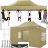 COBIZI Gazebo 3x4,5 Gazebo Esterno Resistente con 4 Parete Laterale,Esterno Pieghevole Impermeabile Gazebo da Giardino,Tendone Padiglione Pop Up per Feste Campeggio (3 per 4,5m Cachi)