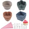 WhaleO 24 Pezzi Pirottini Silicone, Sac a Poche con Beccucci Sac a Poche Pirottini Muffin Silicone per Dolci Stampo Muffin Pirottini Per Friggitrice Ad Aria
