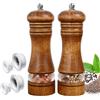 ROLMZJX 2 pezzi Macina Pepe,Macinino Manuale per Pepe e Sale, Macina Pepe Legno Massiccio,Set saliera e pepiera ricaricabili con 2 raccordi per rotore in ceramica (6.5 inch,marrone)