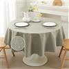 Vorvowry Tovaglia Antimacchia Rotonda Rettangolare Effetto Lino Impermeabile Tovaglia Plastificata Cerata Elegante Tovaglia per Cucina Giardino Festa Rotondo 140cm Lino Grigio