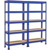 Yaheetech Scaffale/Scaffalatura Garage in Metallo a 5 Ripiani Regolabili da Magazzino Carico Massimo per Ripiano 150 KG 150 x 140 x 30 cm/Blu