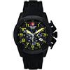 swiss alpine military by Grovana 7063 - Orologio da uomo, in silicone, 10 ATM, Nero/Sw-giallo/Silicone - 9874sam, cinghia