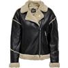 ONLY Bestseller A/S ONLWILMA - Giacca da donna in finta pelle Sherpa CC OTW, colore: nero/dettaglio: Moonbeam, XS, Black/Detail:moonbeam, XS