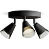 Philips Cleft Spot, 3 faretti, base rotonda, 35W, attacco GU10, lampadina non inclusa, Grado di Protezione IP20, Nero