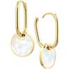 THIORA 'Oasis Collection' Orecchini a cerchio da donna | Orecchini in acciaio inox con madreperla e opzioni bicolori | Gioielli che racconta storie | oro, oro rosa, argento, Acciaio inossidabile