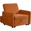 Brigros WeHome - Poltrona Letto Con Braccioli In Tessuto Con Piedini Neri, Poltrona Relax Trasformabile In Chaise Longue E In Letto Singolo, Pouf Poltrona Per Camera Da Letto E B&B (Tessuto, Arancio)