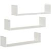 HOMCOM Set 3 Mensole da Parete Portaoggetti in Legno, 80x18x18 cm, Bianco