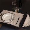 Ferò Set Tovaglietta americana+tovagliolo 100% lino con frange