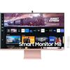 Samsung Smart Monitor M8 (S32CM80P), Flat, 32, 3840x2160 (UHD 4K), Piattaforma Smart TV (Amazon Video, Netflix), Gaming Hub, Airplay, Mirroring, Office 365, Casse Integrate, WiFi, USB TypeC, Rosa