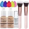 Hilareco Phoera Foundation Concealer Cover Liquido Opaco Full Coverage Concealer Cover Shadows Skin Care Foundation Oil Control Illumina il durevole (102+104/Nude+Buff Beige)