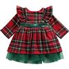 Siyova Abito Natalizio per Bambina Neonata con Stampa Scozzese Rossa Abito Bambina Natale Elegante Manica Lunga Vestito Principessa Invernale (Rosso Verde, 1-2 Anni)