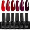 GZMAYUEN Smalti Semipermanenti Per Unghie Rosso Smalto Gel 10ML Smalto Gel Unghie Soak Off UV Gel Nail Polish Set Rosso Scuro French Manicur Kit 6Pcs