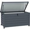 Outsunny Baule da Esterno da 311L con Serratura e 2 Maniglie, in Acciaio Zincato, 120x62x66 cm, Grigio Scuro