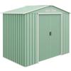 Outsunny Casetta da Giardino con Porte Scorrevoli e 4 prese d'aria, Porta Attrezzi in Lamiera di Acciaio, 213x130x185cm, Verde Chiaro | Aosom Italy
