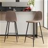 DEGHI Set 2 sgabelli in velluto tortora con gambe in metallo nere - Finesse