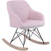 BAKAJI Poltrona Sedia a Dondolo Relax Casa Rivestimento in Tessuto Struttura Legno Imbottita Piedi in Metallo Base Dondolante Legno Dimensione 75 x 58 x 80 cm Design Slitta Scandinavo (Rosa)
