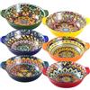Henten Home Ciotole con Manici, Piatti da Insalata, Piatti da Portata Set di 6 Ciotole, Colorato Stile Bohémien, Piatti Ceramica per Pasta, Insalata, Frutta