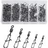 Realure 100/200 Pezzi Mulinelli da Pesca con Moschettone, in Acciaio Inox, per Pesca alla Trota, a Carabino Vertebrale, per Esche da Pesce, Accessori da Pesca, Girelle, 5 Dimensioni 4# 6# 8# 10# 12#