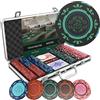 Bullets Playing Cards - Valigetta da poker Corrado - Set da poker con 300 chip da poker Clay senza valori - con pulsante di dealer in ceramica, confezione doppia di carte da poker