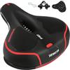 ROGTYO - Sellino per bicicletta in gel Pro 2.0, largo, morbido, confortevole, traspirante, ammortizzante, ergonomico, in memory foam, con impermeabile (Pro 2.0 + Rosso)