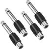Dewfigs ㅤ 4 Pezzi Adattatore Jack 6.35 mm, Audio Adapter 6.3mm male to mono female, Connettori Audio 6,35 mm Maschio a Femmina per Home Theater, Fotocamere, Cuffie, Mixer, Microfono