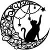 NBEADS Decorazione Artistica da Parete in Metallo Gatto, 30cm Luna e Gatto Nero Wall Hanging Decor Silhouette Wall Art per La Casa Camera da Letto Soggiorno Bagno Cucina Ufficio Giardino
