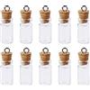 Sliverdew 10 piccole bottiglie di vetro da 1 ml con coperchio in sughero, mini bottiglie di vetro desiderate, con messaggio, piccole bottiglie di vetro per fai da te, decorazioni per albero di Natale