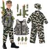 Udekit Costume Cosplay Uniforme dell'esercito Deluxe Abiti da Soldato con Uniforme, Gilet Tattico, Granate, Sciabola, Proiettile, Interfono e Altri Giocattoli per Bambini da 2 a 4