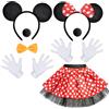 iZoeL Topolino Cerchietto Costume Minnie Cerchietto per Orecchie Topo, Topolino Cerchietto Minnie Cerchietto Naso Guanti Bianchi Papillon Tutu di Minnie, per Carnevale Cosplay Halloween Bambini Adulto