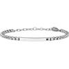 Breil, Collezione Blacken, Bracciale Uomo, Gioiello in Acciaio Specchiato, con Zircone Nero Brillante e Pratica Chiusura a Moschettone, Idee Regalo Uomo e Ragazzo, Misura 17-22 cm, Silver