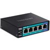 TRENDNET - TE-GP051 Switch di Rete Non gestito Gigabit Ethernet (10/100/1000) Supporto Power over Ethernet (PoE) Nero