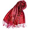 Lorenzo Cana Sciarpa pashmina da donna in tessuto jacquard 100% seta, 70 x 190 cm, sciarpa in seta Paisley, Colore: rosso, 70 cm x 190 cm