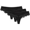 Wolbar Culotte Perizoma da Donna 3 Pezzi WB409, Nero,M