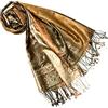 Lorenzo Cana Sciarpa pashmina da donna in tessuto jacquard 100% seta, 70 x 190 cm, sciarpa in seta Paisley, marrone