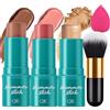 MKNZOME Contouring Viso Stick, 3PCS Bastone Contorno Illuminante Viso Make Up Bronzer, Correttore Ombretto Multifunzione, Texture Cremosa, Regalo per le Donne